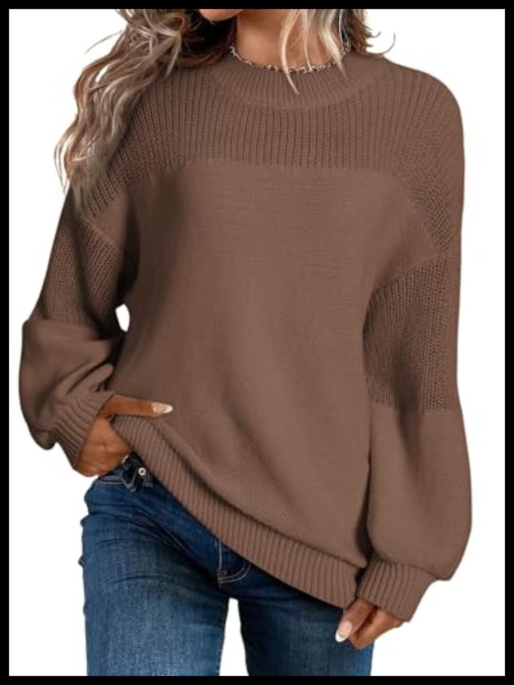Oversized Long Sleeve Crewneck Pullover Sweater Loose Fit Knit